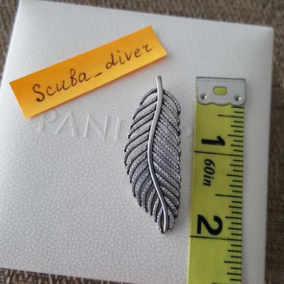 Vintage PANDORA Light as a Feather Pendant Cubic Zirconia Sterling Discontinued - Picture 5 of 7